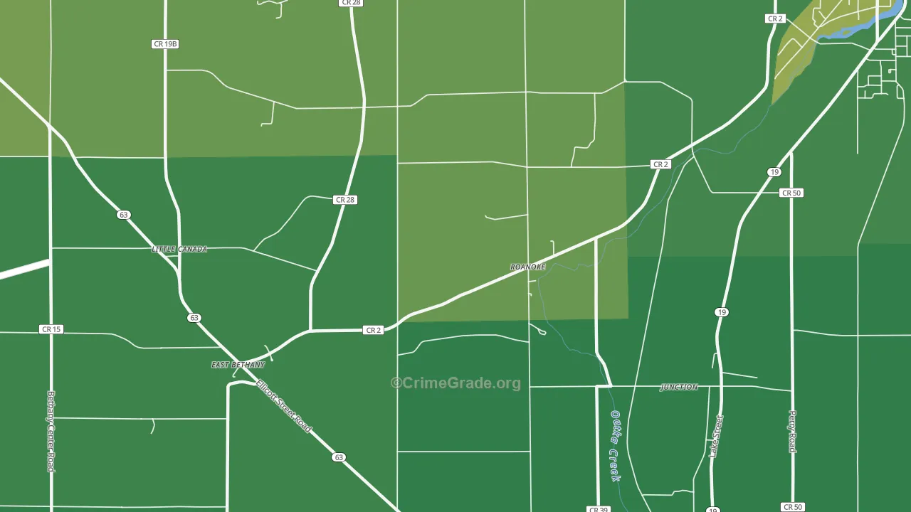 Roanoke, NY Map of Vandalism Rates