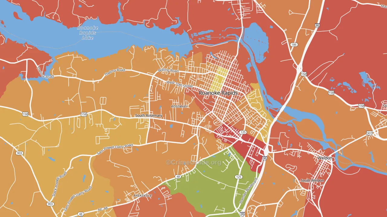 Roanoke Rapids, NC Map of Vandalism Rates