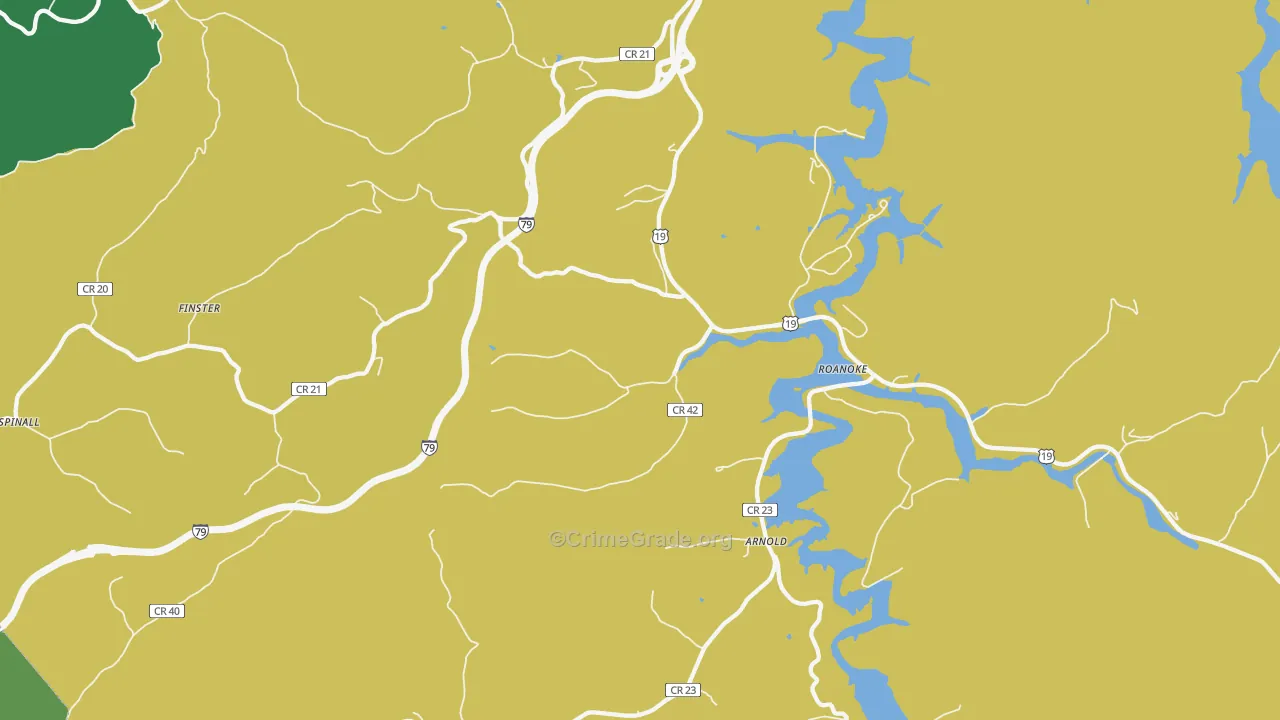 Roanoke, WV Map of Vandalism Rates