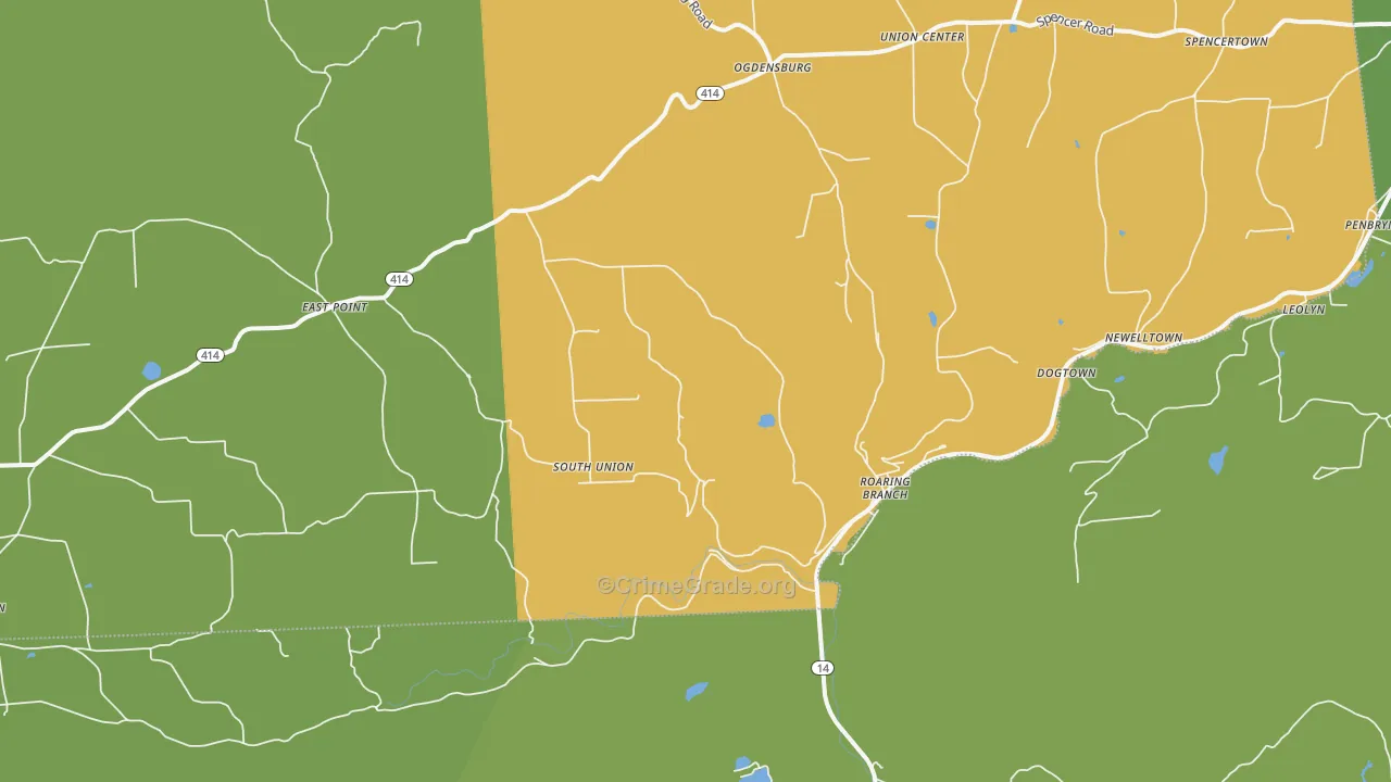 Roaring Branch, PA Map of Vandalism Rates