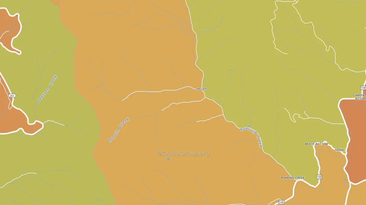 Roaring Creek, NC Map of Vandalism Rates