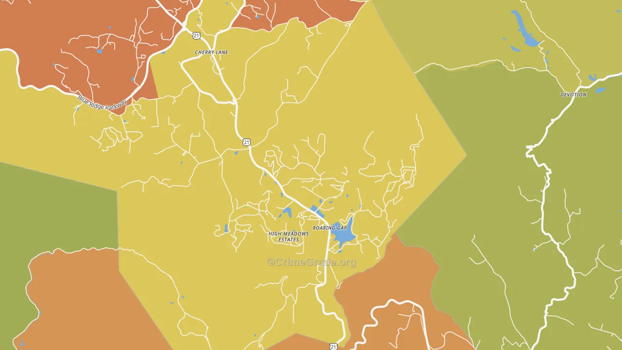 Roaring Gap, NC Map of Vandalism Rates