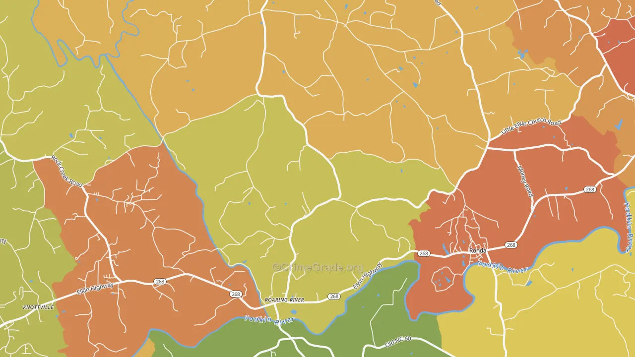 Roaring River, NC Map of Vandalism Rates