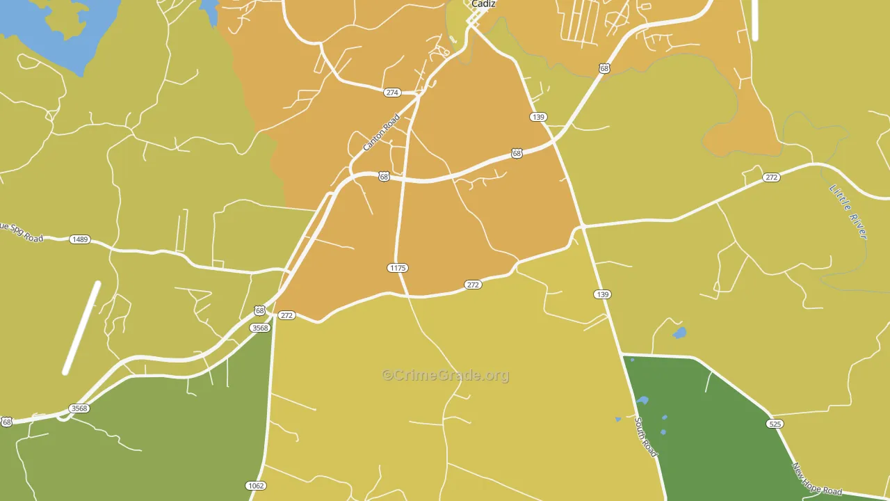 Roaring Spring, KY Map of Vandalism Rates