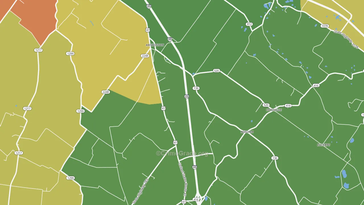 Robards, KY Map of Vandalism Rates