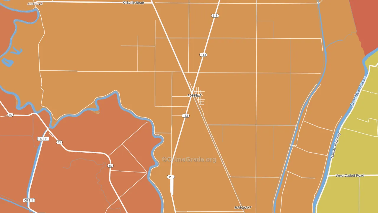 Robbins, CA Map of Vandalism Rates