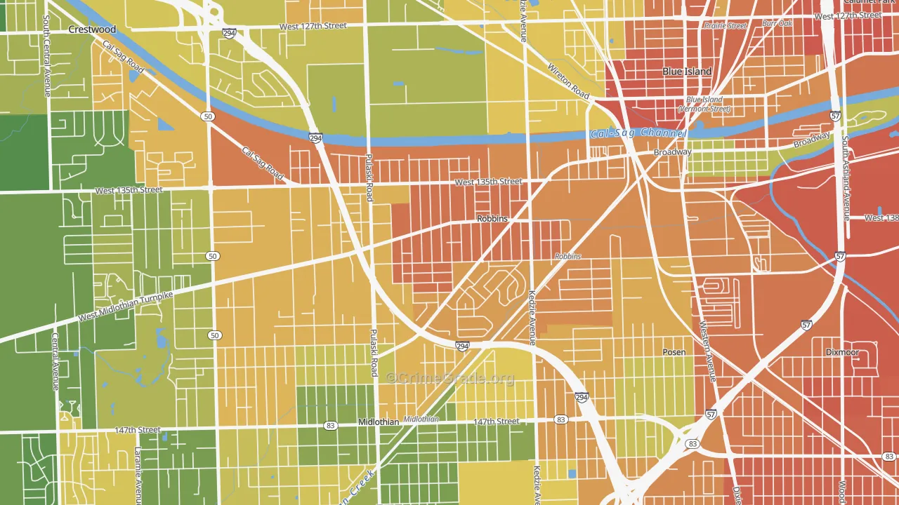 Robbins, IL Map of Vandalism Rates