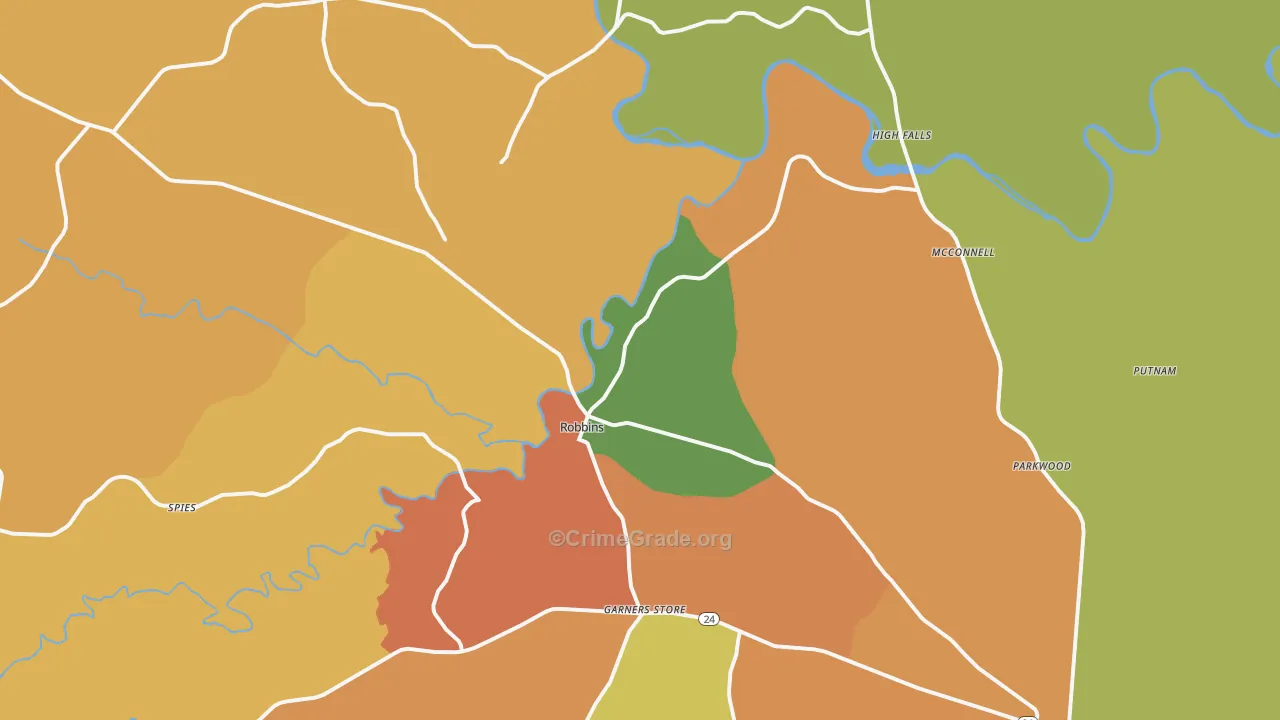 Robbins, NC Map of Vandalism Rates