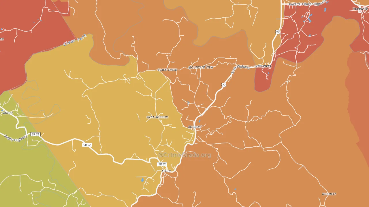 Robbins, TN Map of Vandalism Rates