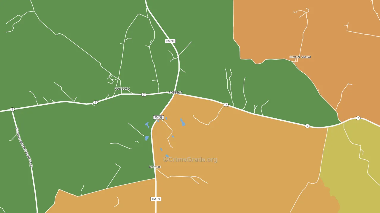 Robbins, TX Map of Vandalism Rates