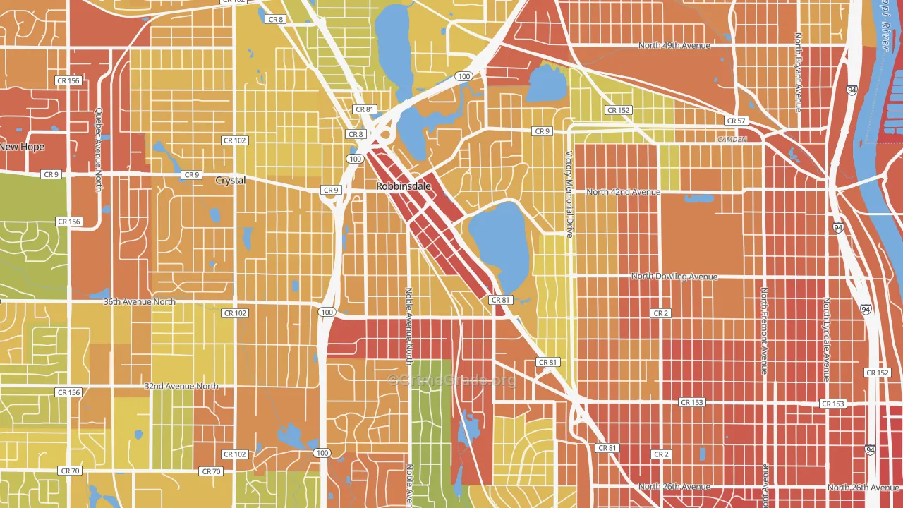 Robbinsdale, MN Map of Vandalism Rates