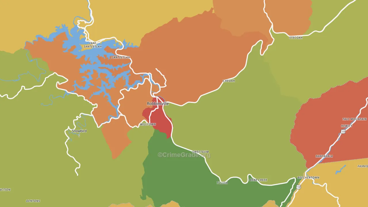 Robbinsville, NC Map of Vandalism Rates