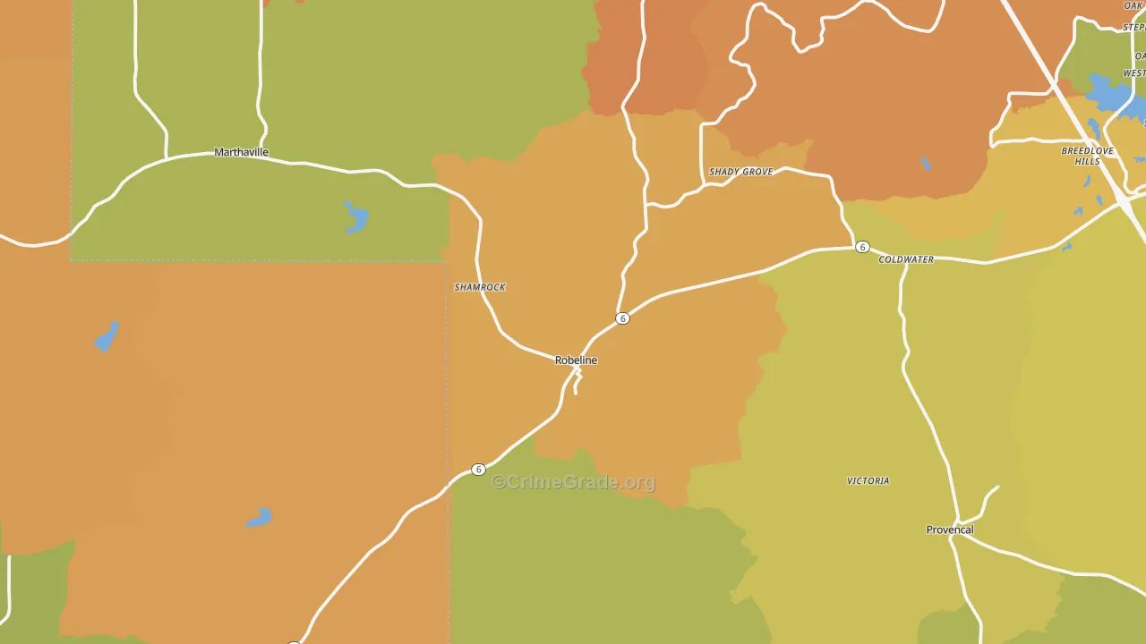 Robeline, LA Map of Vandalism Rates