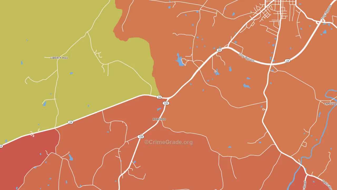 Roberdo, NC Map of Vandalism Rates