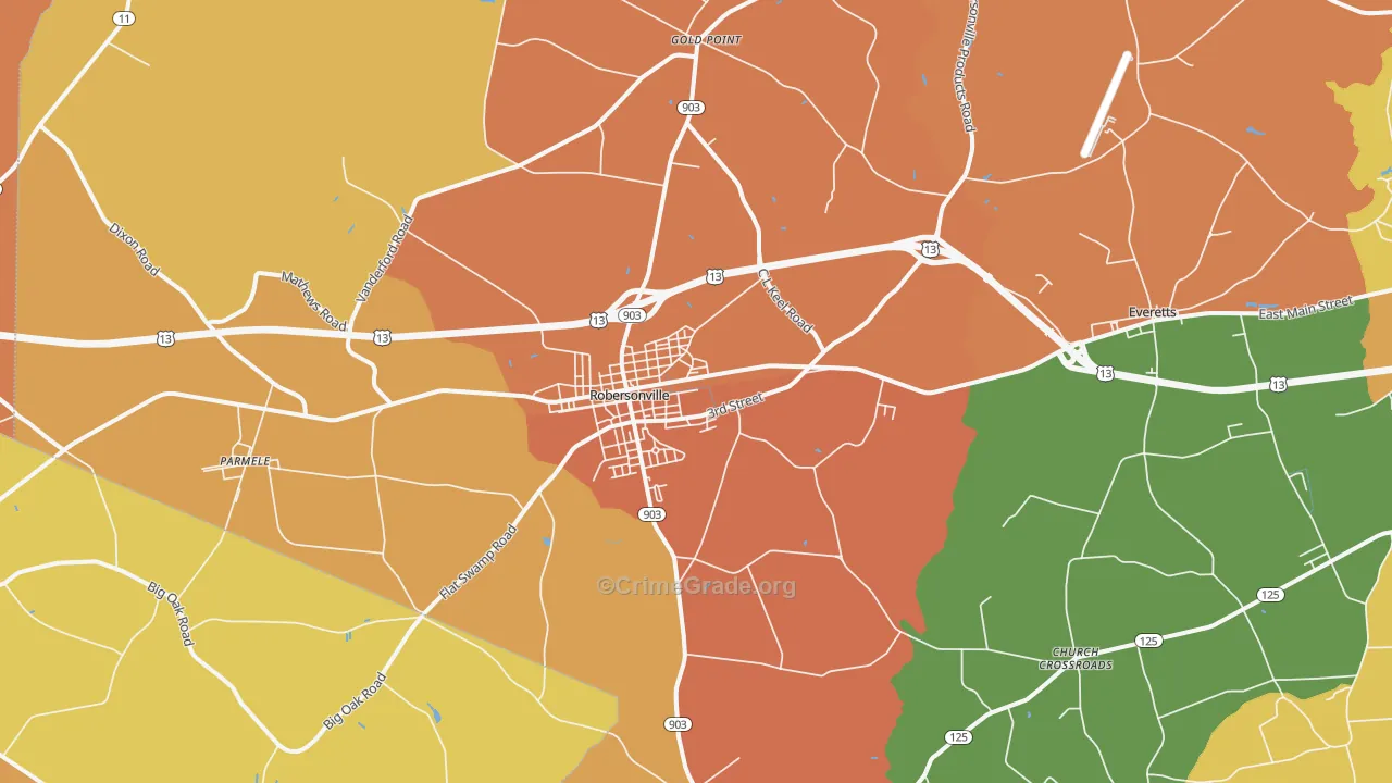 Robersonville, NC Map of Vandalism Rates