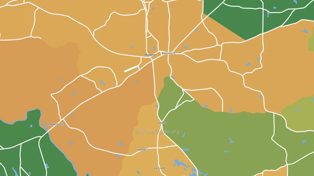 Roberta, GA Map of Vandalism Rates