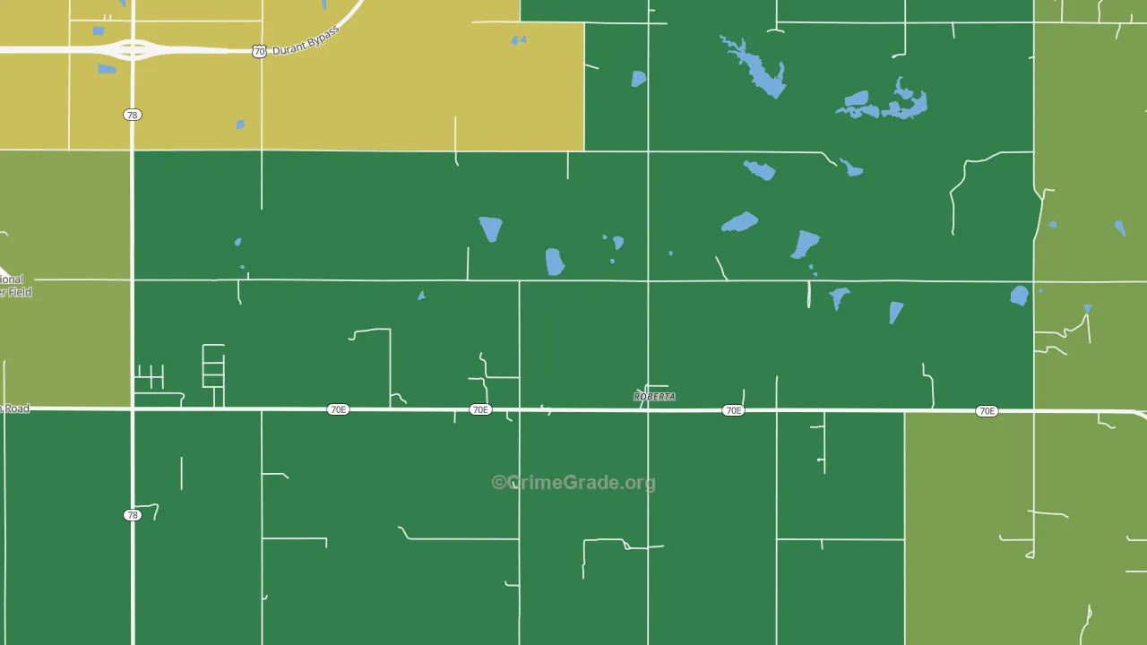 Roberta, OK Map of Vandalism Rates
