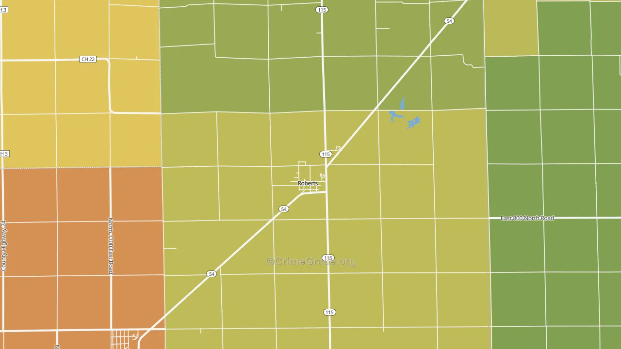 Roberts, IL Map of Vandalism Rates