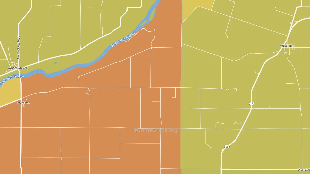 Roberts, IN Map of Vandalism Rates
