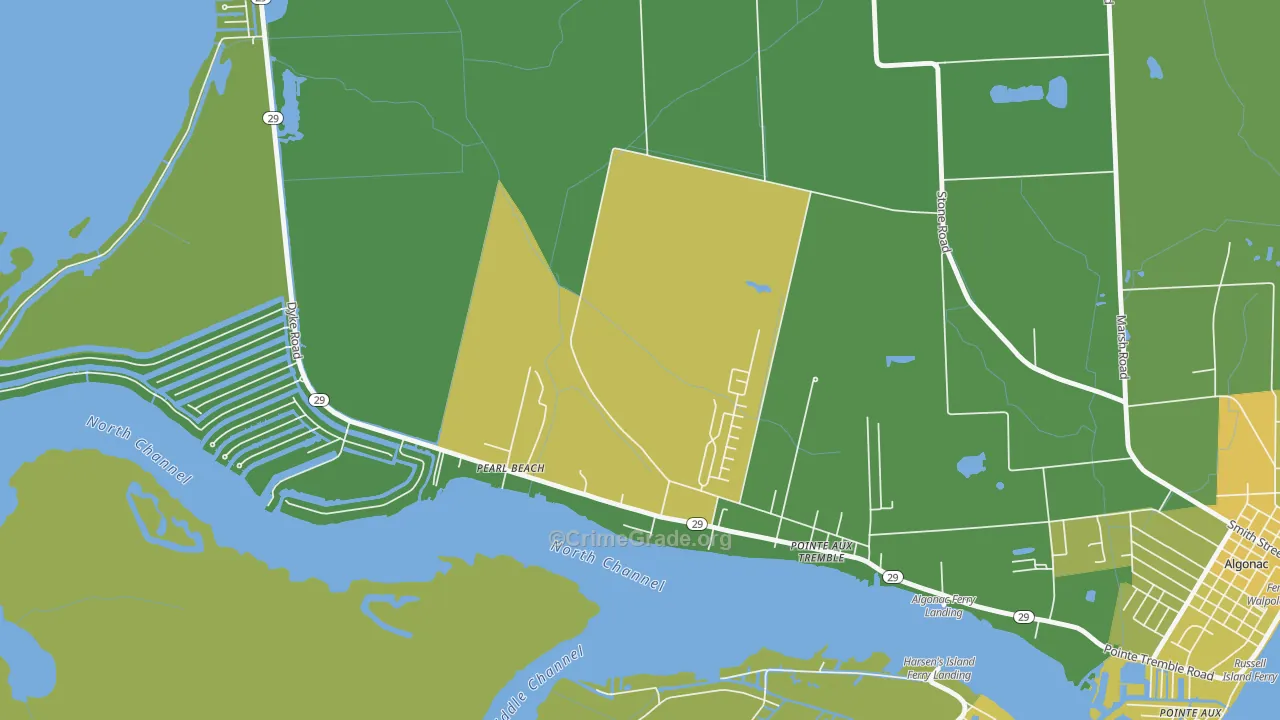 Roberts Landing, MI Map of Vandalism Rates