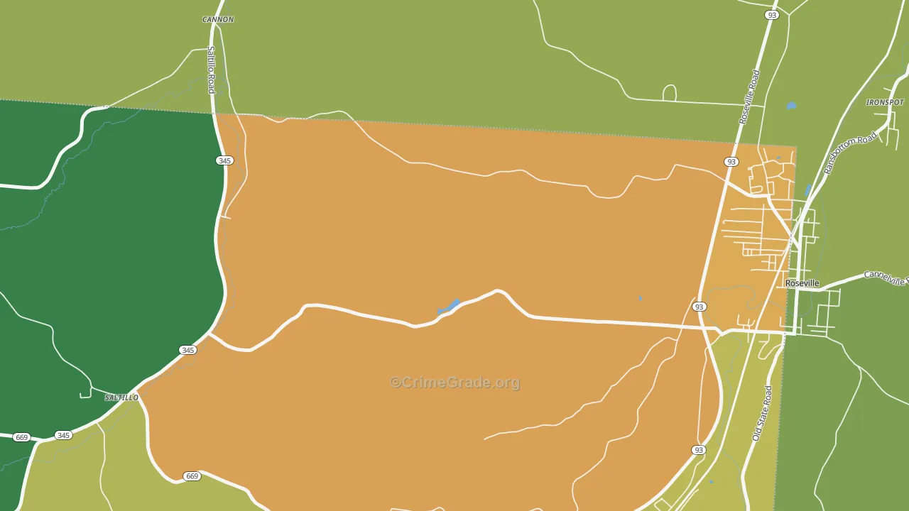 Roberts, OH Map of Vandalism Rates