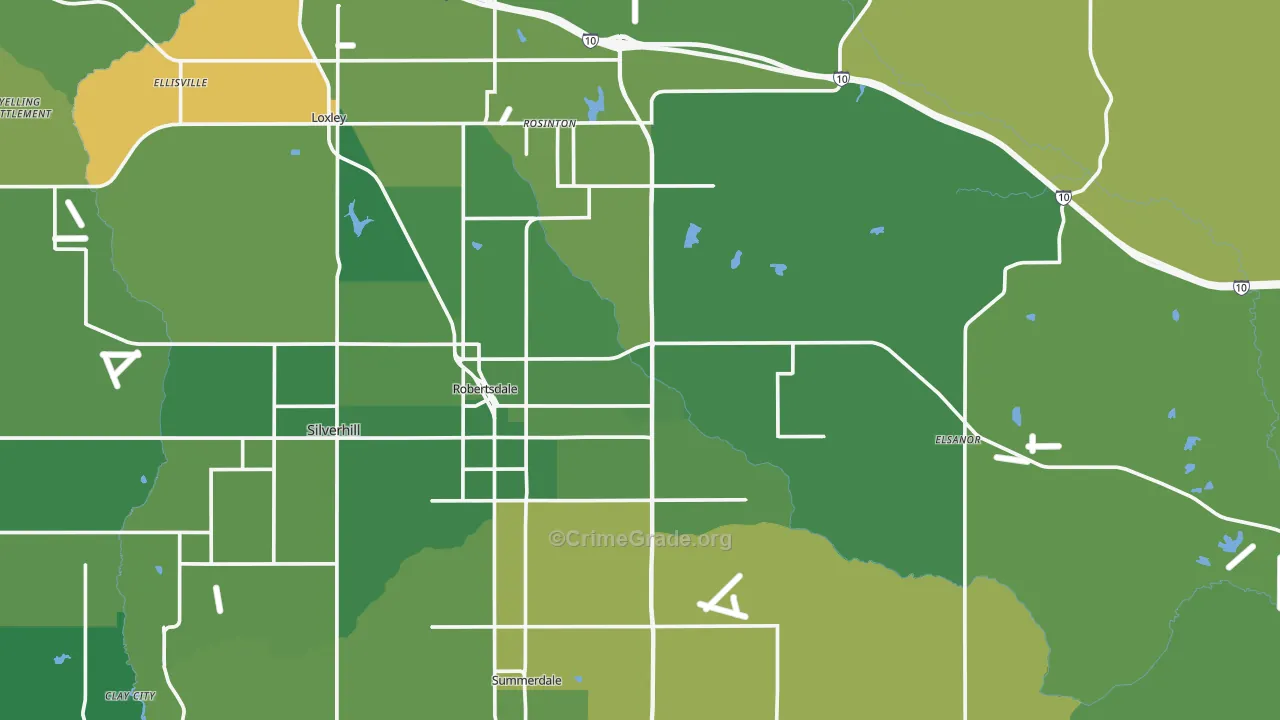 Robertsdale, AL Map of Vandalism Rates