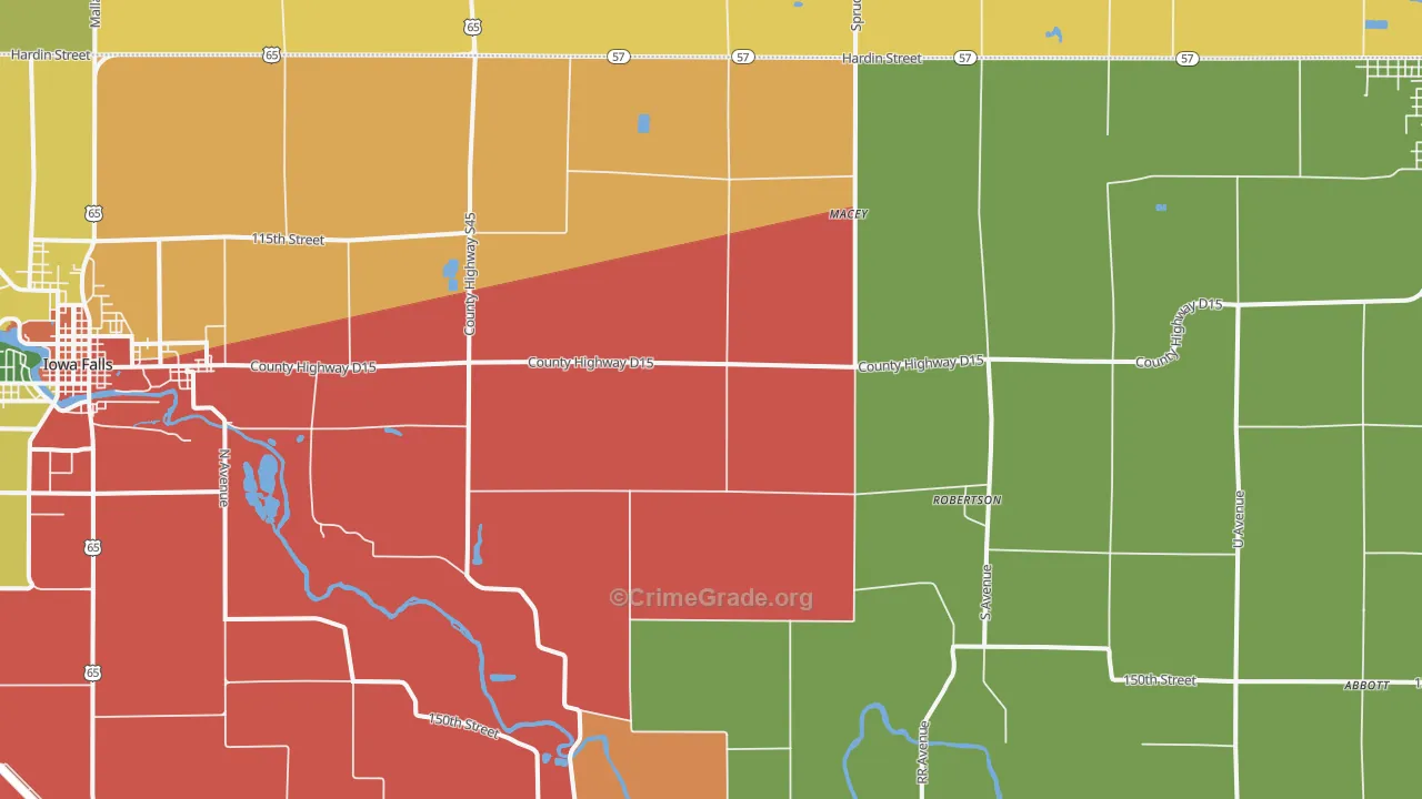 Robertson, IA Map of Vandalism Rates