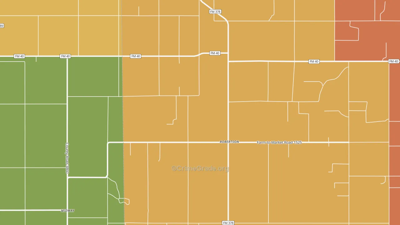 Robertson, TX Map of Vandalism Rates