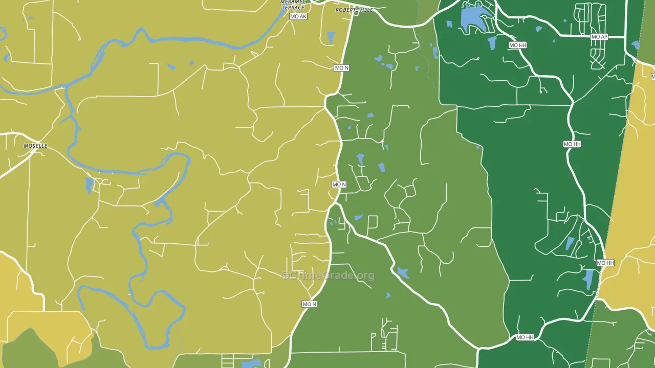 Robertsville, MO Map of Vandalism Rates