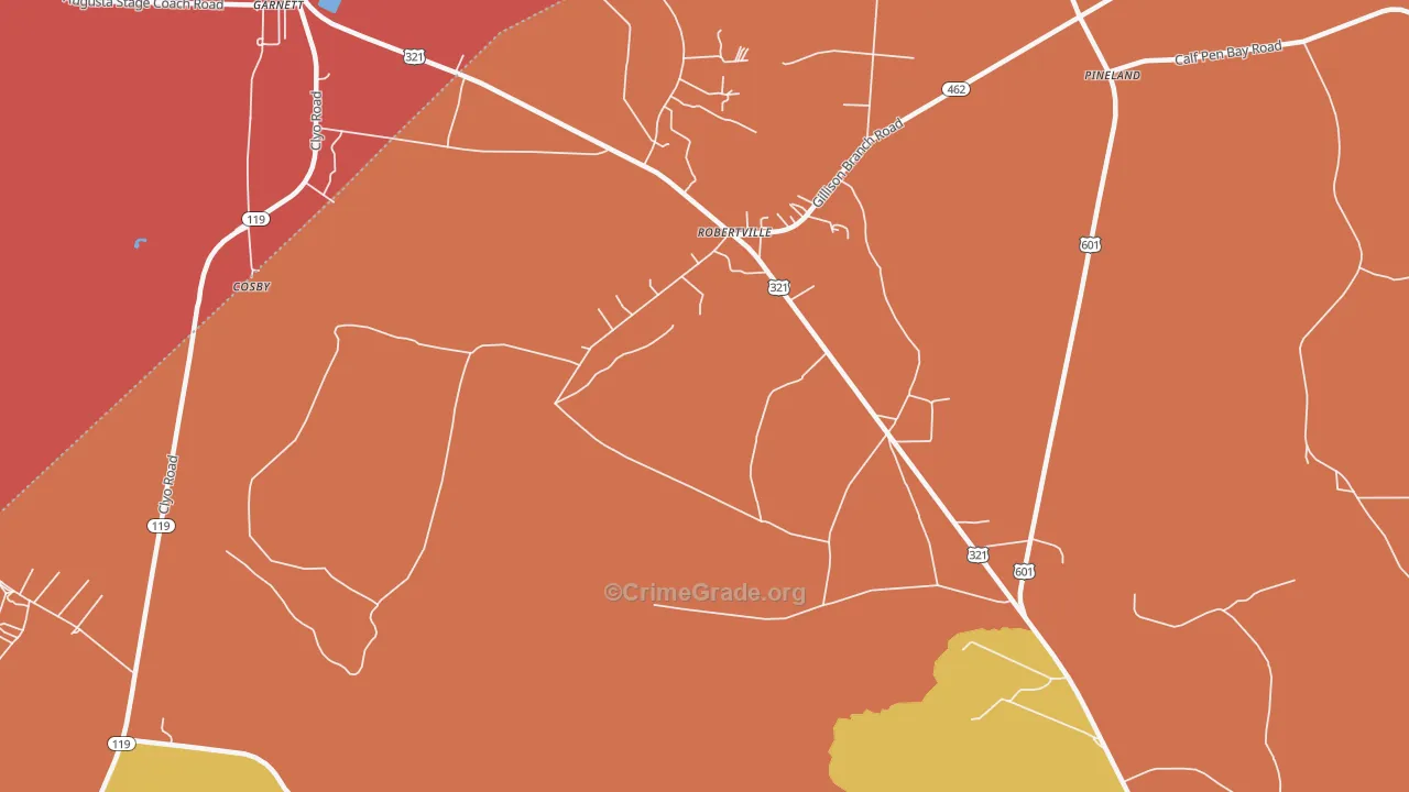 Robertville, SC Map of Vandalism Rates