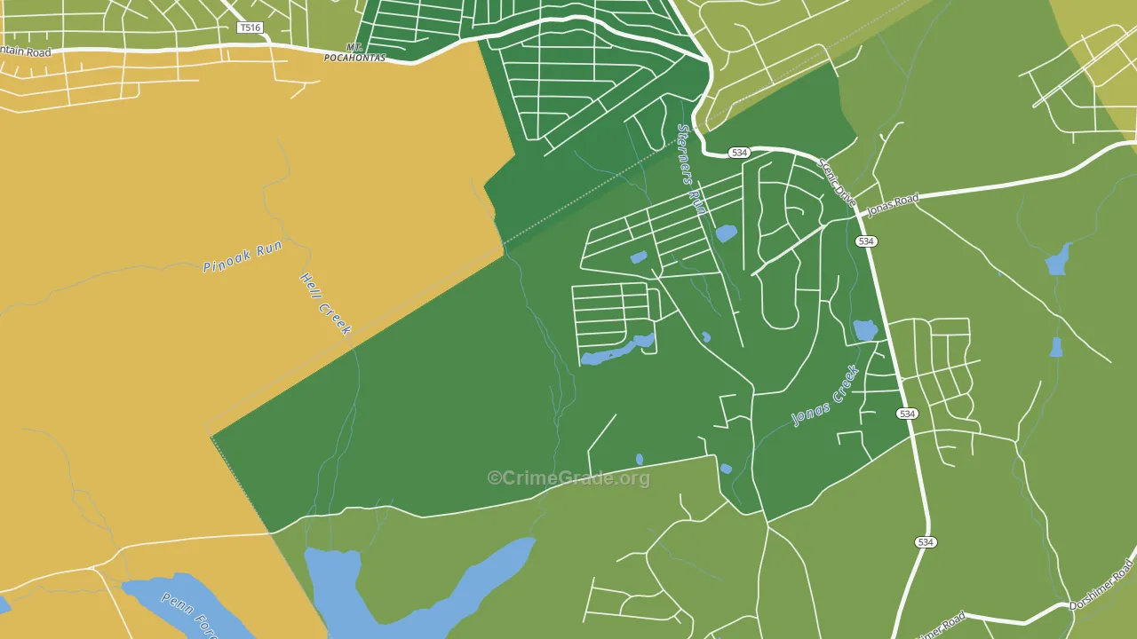 Robin Hood Lakes, PA Map of Vandalism Rates