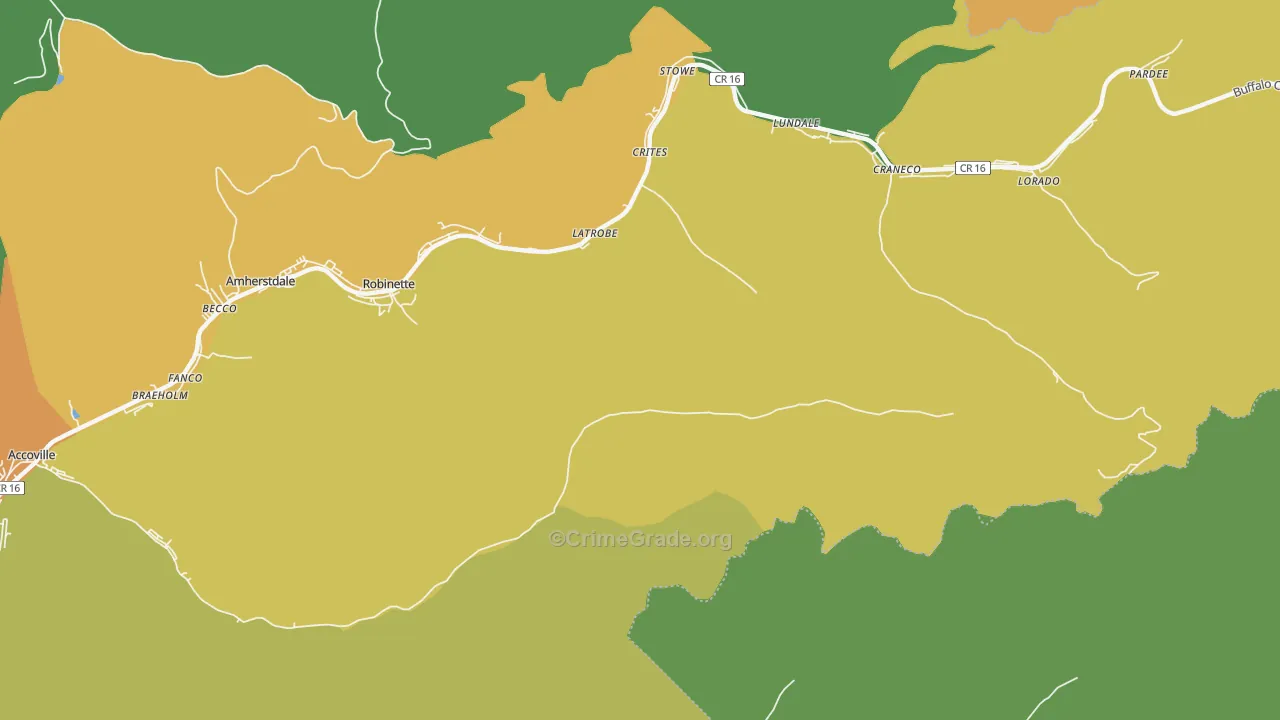 Robinette, WV Map of Vandalism Rates
