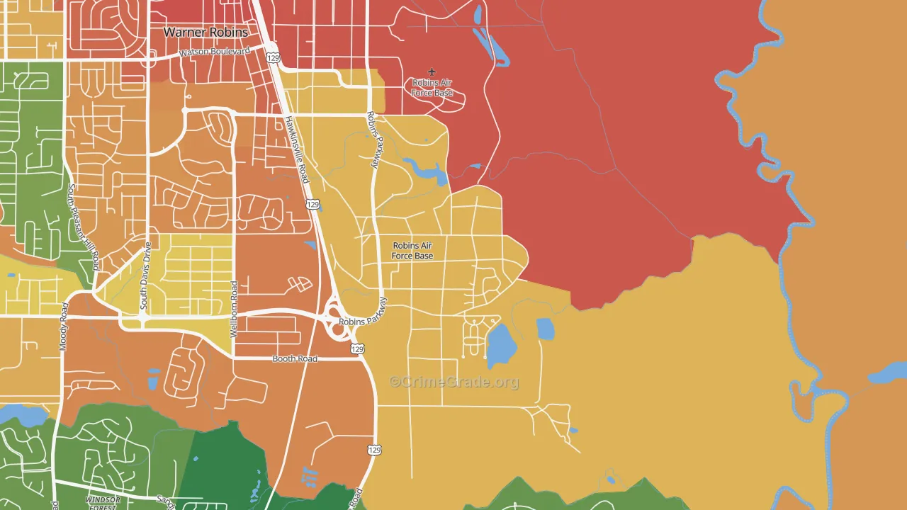 Robins AFB, GA Map of Vandalism Rates
