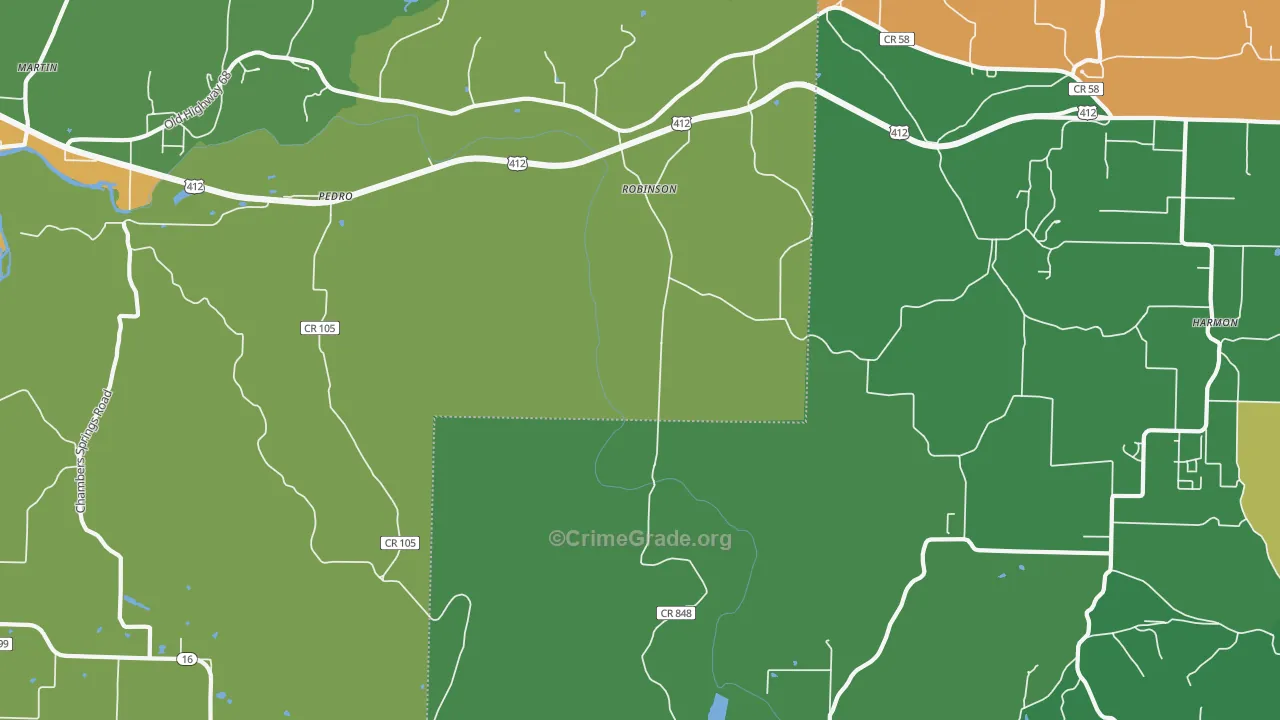 Robinson, AR Map of Vandalism Rates