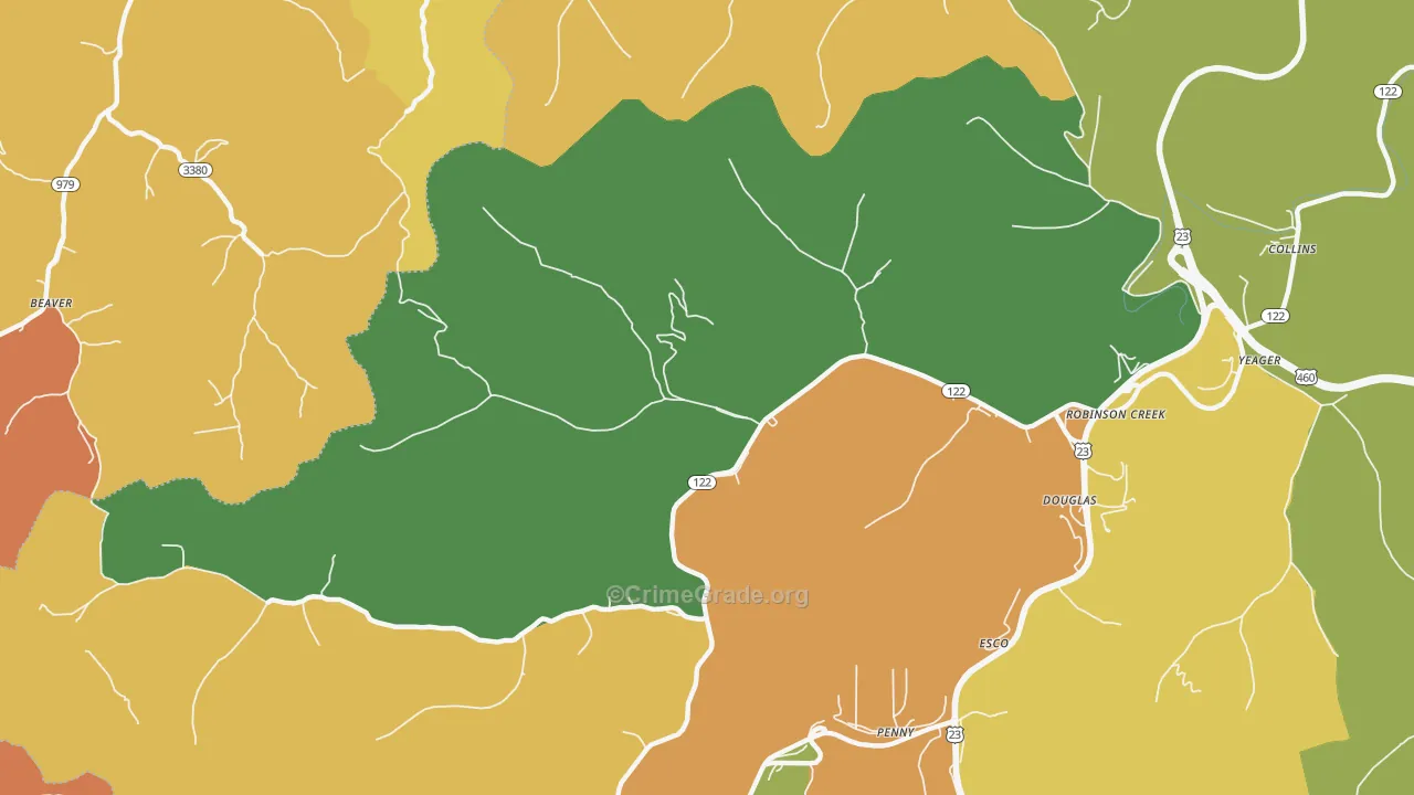 Robinson Creek, KY Map of Vandalism Rates
