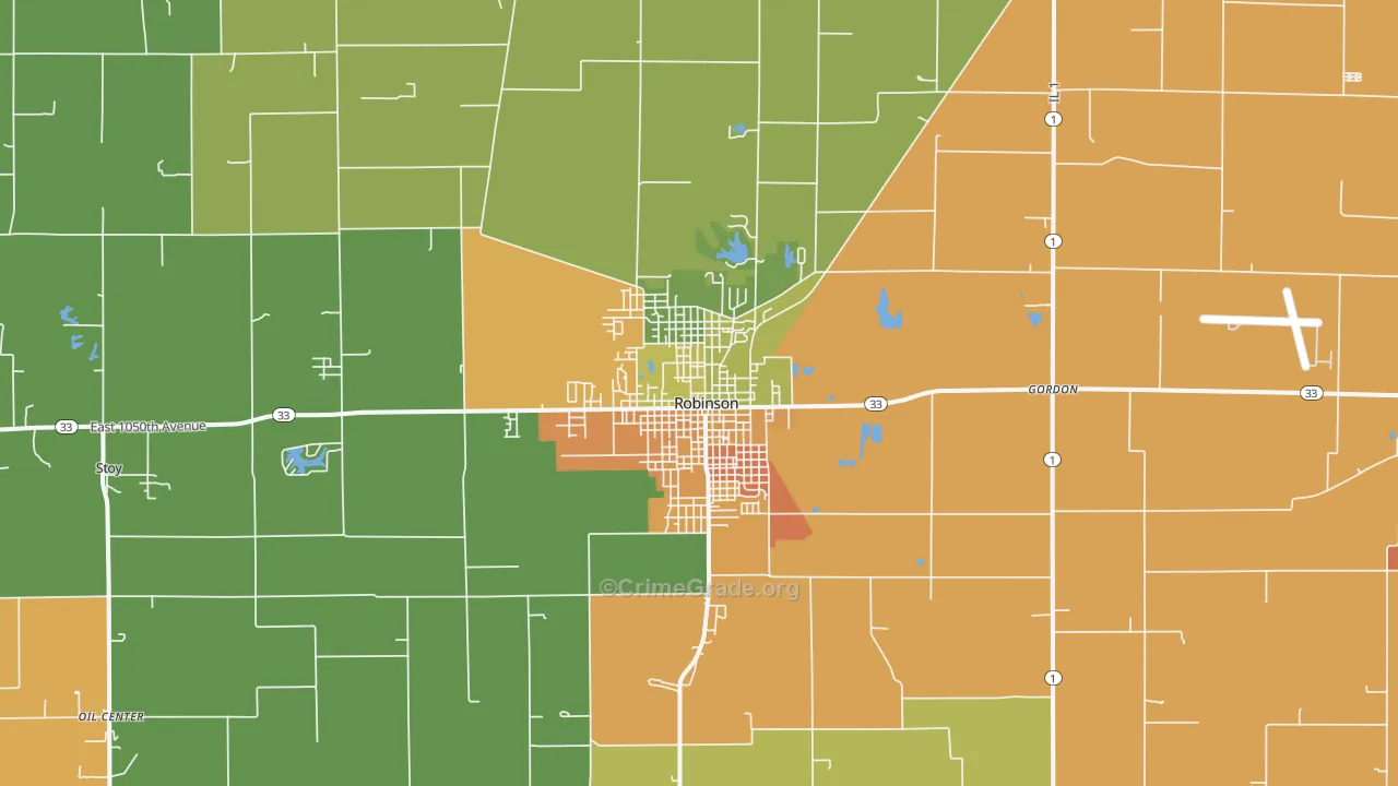 Robinson, IL Map of Vandalism Rates