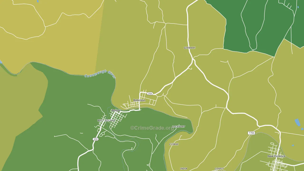 Robinson, PA Map of Vandalism Rates