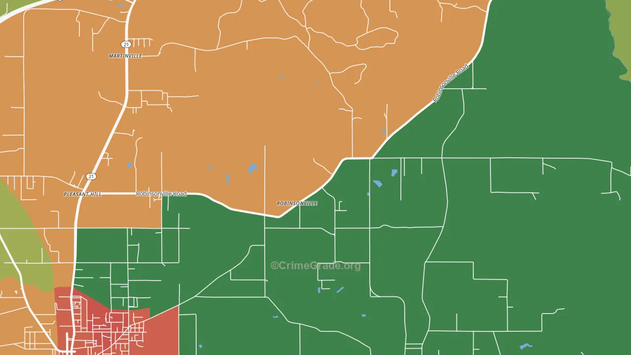Robinsonville, AL Map of Vandalism Rates
