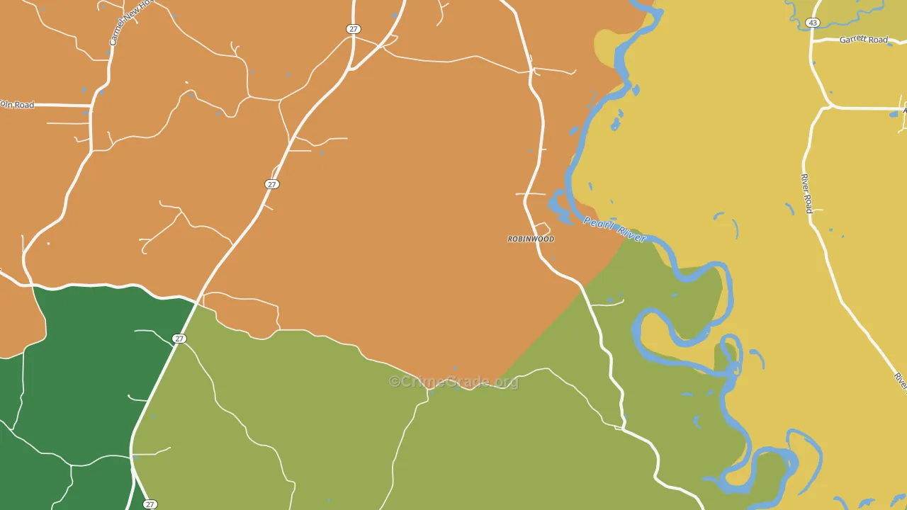 Robinwood, MS Map of Vandalism Rates
