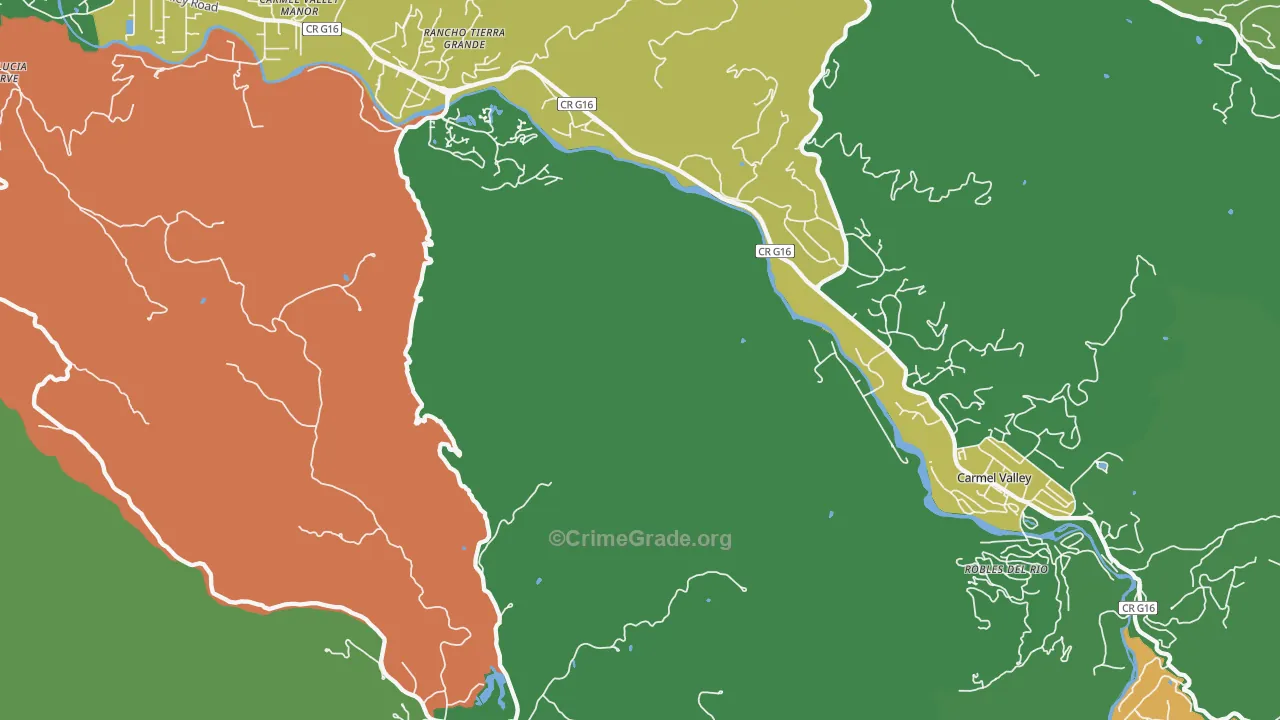 Robles Del Rio, CA Map of Vandalism Rates