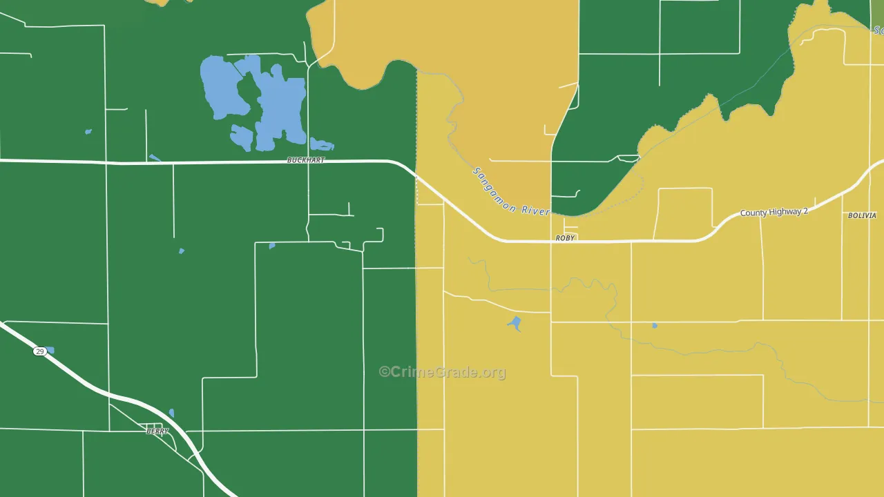 Roby, IL Map of Vandalism Rates
