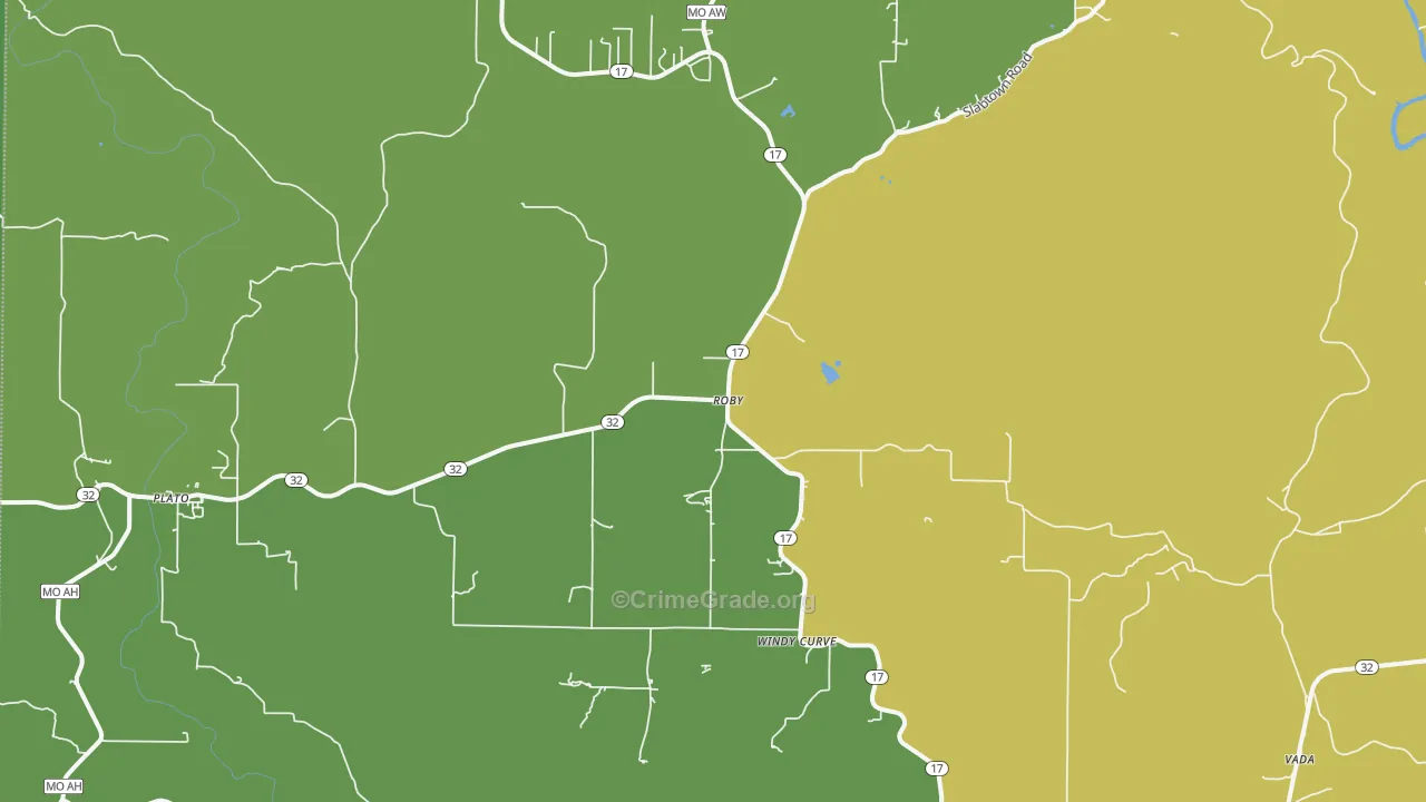 Roby, MO Map of Vandalism Rates