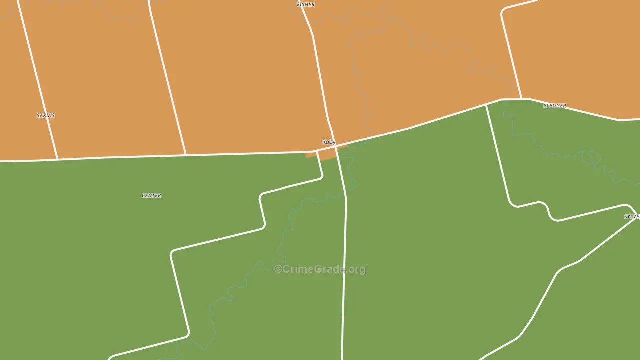 Roby, TX Map of Vandalism Rates