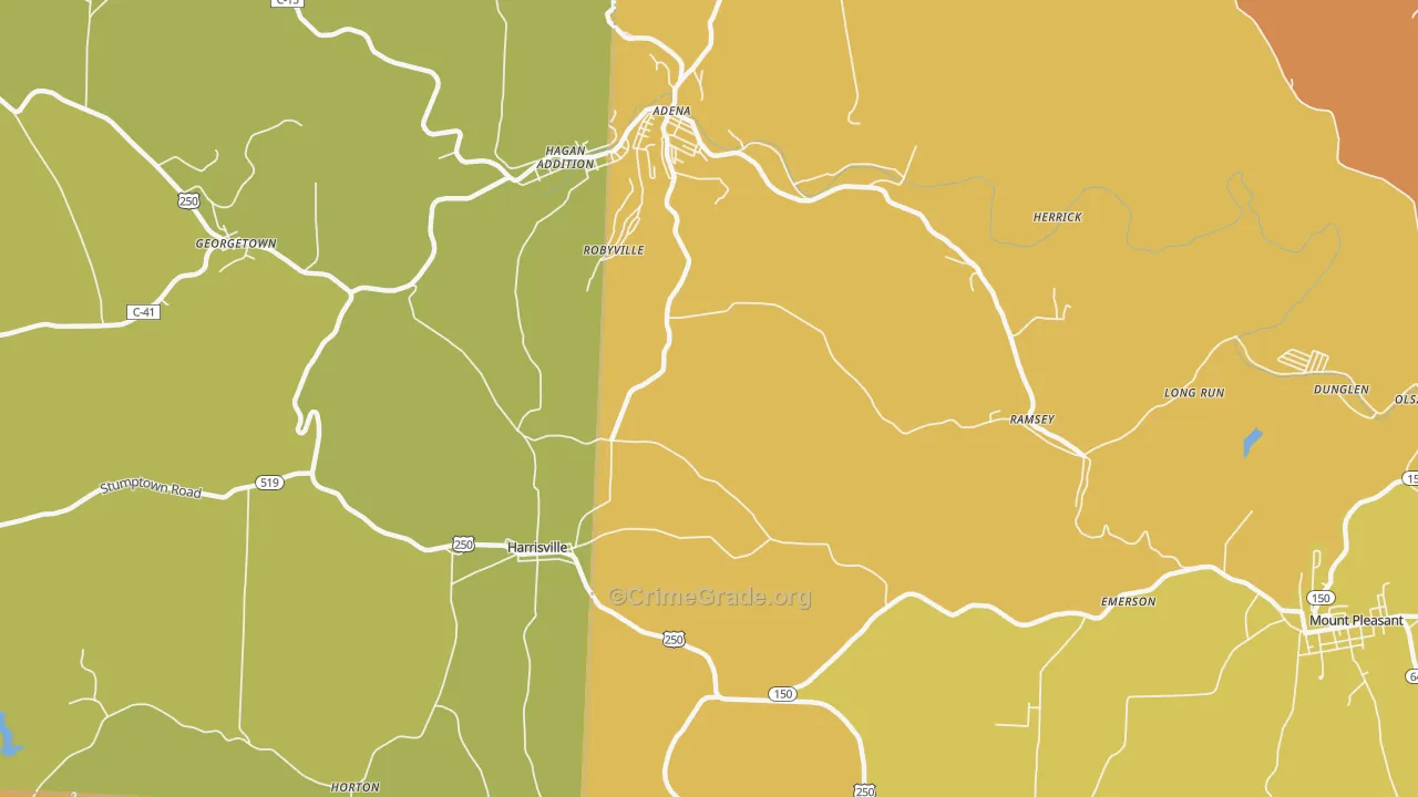 Robyville, OH Map of Vandalism Rates