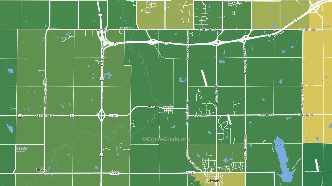 Roca, NE Map of Vandalism Rates