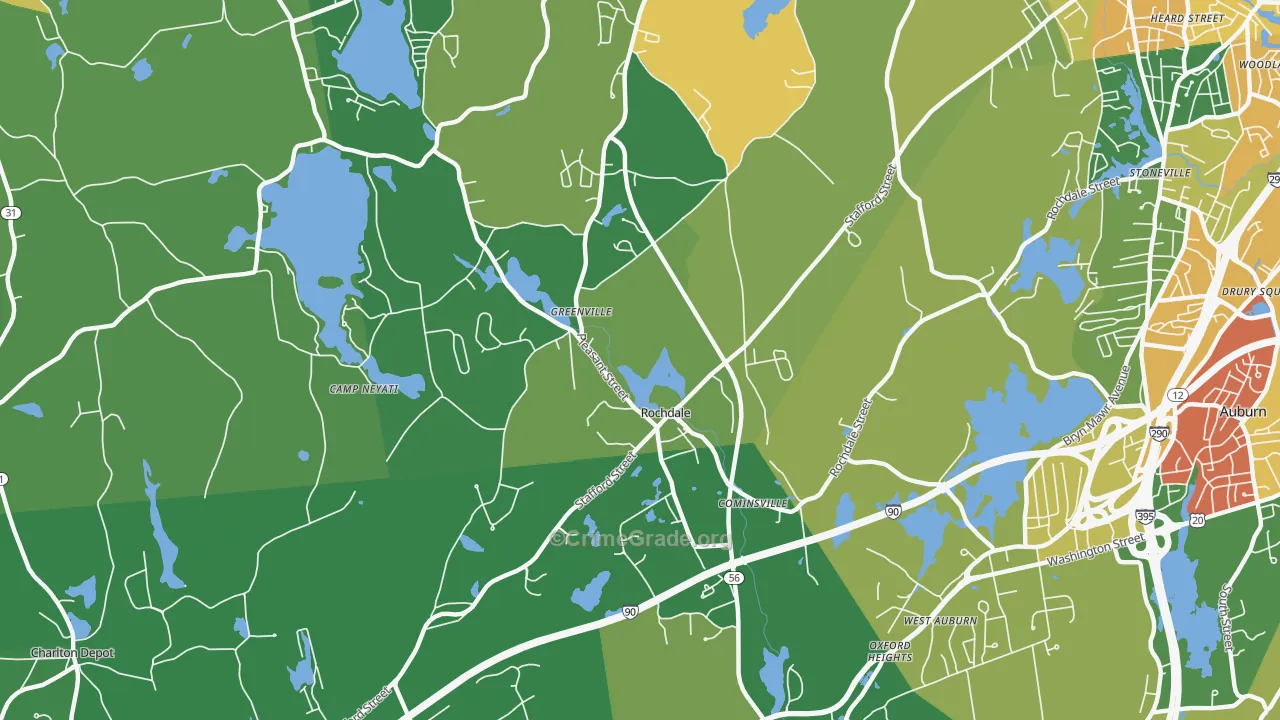 Rochdale, MA Map of Vandalism Rates