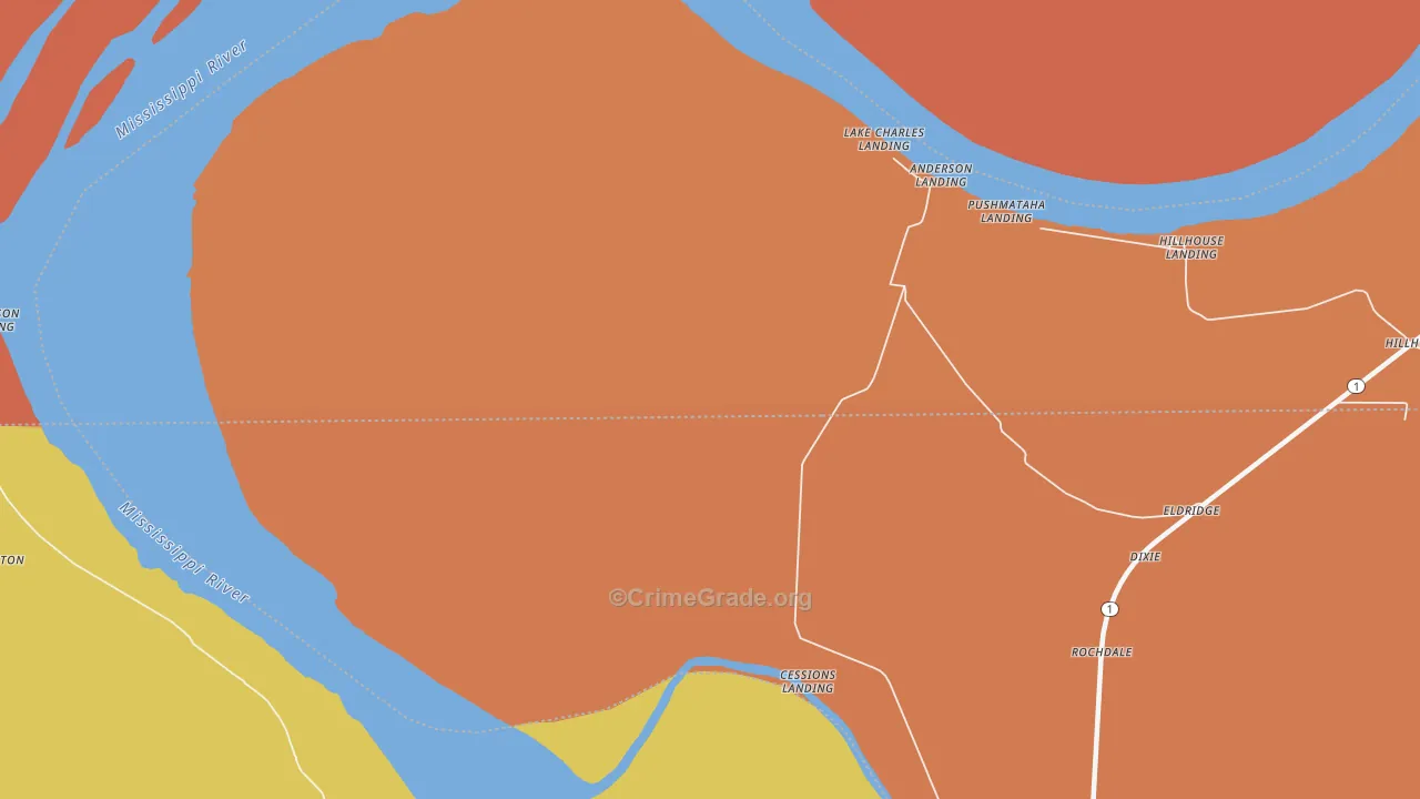 Rochdale, MS Map of Vandalism Rates
