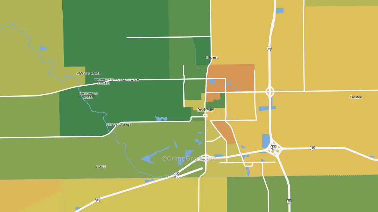 Rochelle, IL Map of Vandalism Rates
