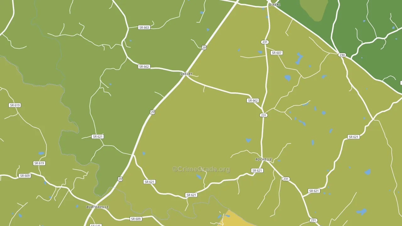 Rochelle, VA Map of Vandalism Rates