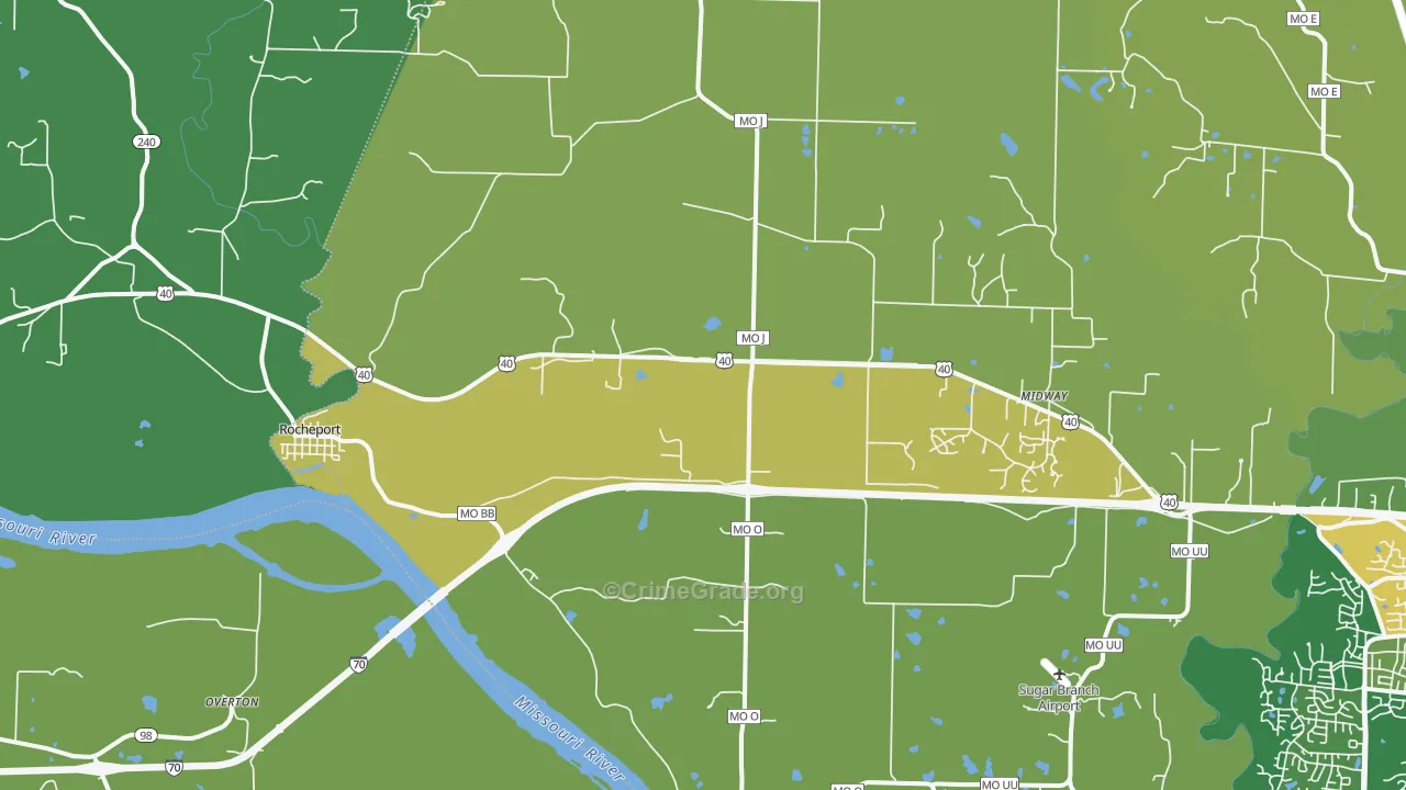 Rocheport, MO Map of Vandalism Rates